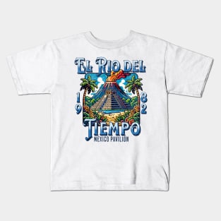 El Rio Del Tiempo 1982 Mexico Pavilion River Boat Ride Distressed Look Kids T-Shirt